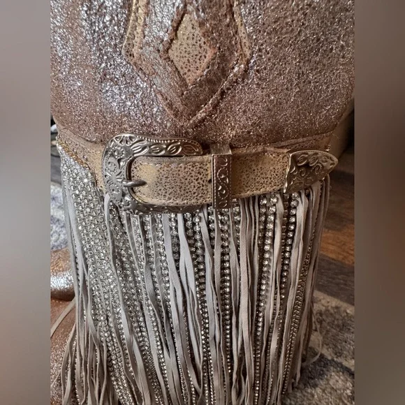 Corral NWT Corral Shimmering Crystal Fringe Western Boots - Picture 4 of 11